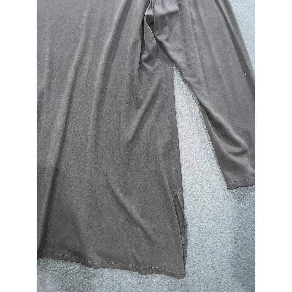 Eileen Fisher 100% silk Dark Grey crewneck long sleeve box top size 2X A009387 - Picture 7 of 8